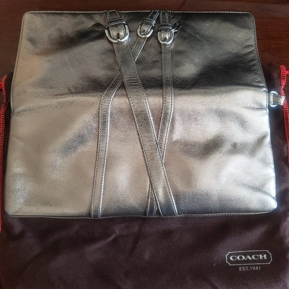 COACH Metallic Gold Flap w/Snap Wristlet-Clutch Purse - Picture 2 of 5